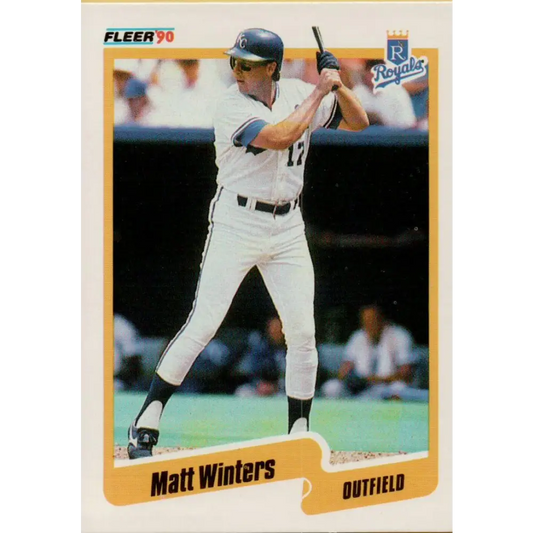 1990 Fleer #124 Matt Winters NM-MT RC Rookie Kansas City Royals Baseball Card Image 1