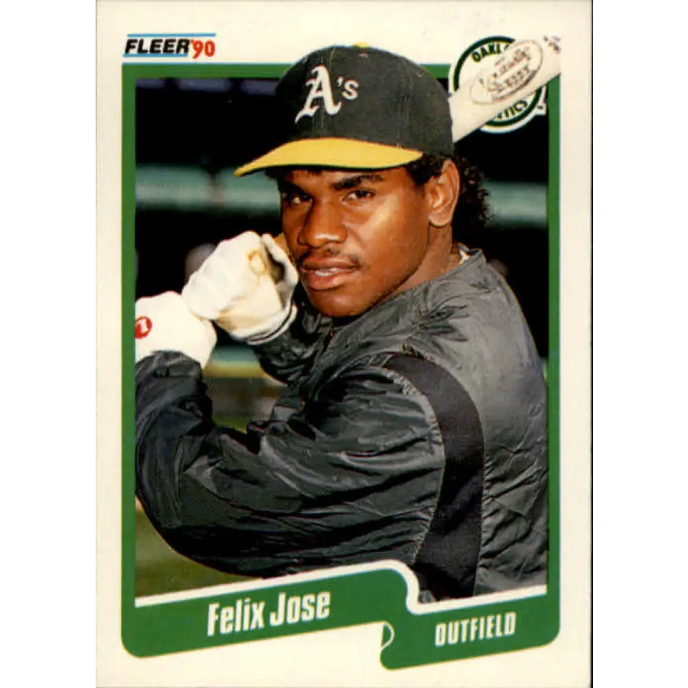 1990 Fleer #13 Felix Jose NM-MT Oakland Athletics Baseball Card Image 1