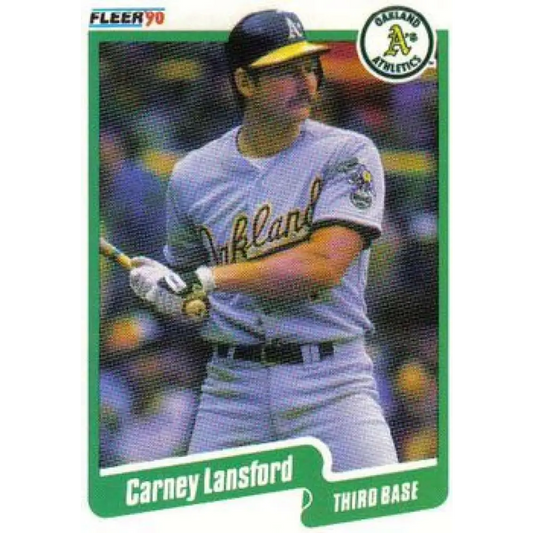 1990 Fleer #14 Carney Lansford NM-MT Oakland Athletics Baseball Card Image 1
