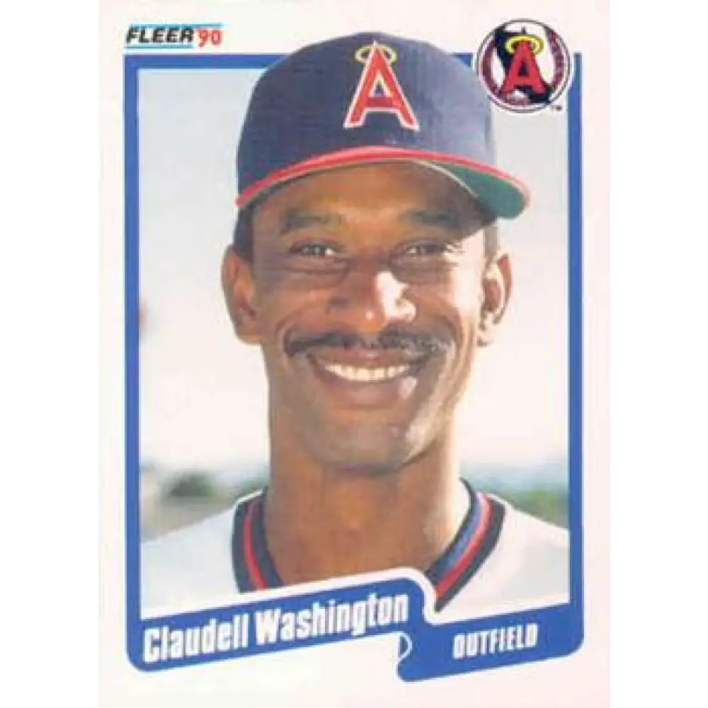 1990 Fleer #146 Claudell Washington NM-MT California Angels Baseball Card Image 1