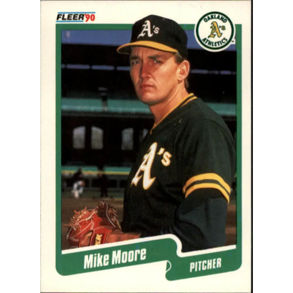 1990 Fleer #16 Mike Moore NM-MT Oakland Athletics Baseball Card Image 1