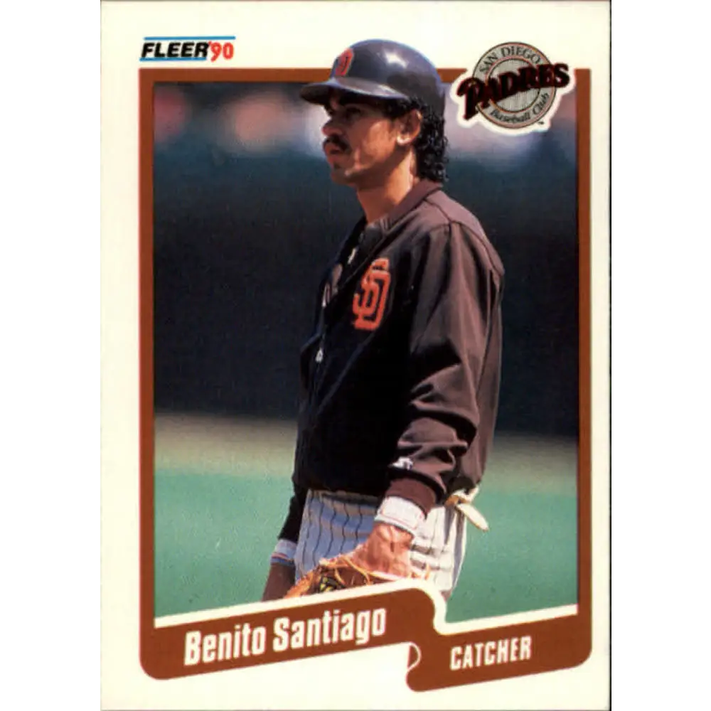 1990 Fleer #167 Benito Santiago NM-MT San Diego Padres Baseball Card Image 1