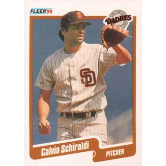 1990 Fleer #168 Calvin Schiraldi NM-MT San Diego Padres Baseball Card Image 1