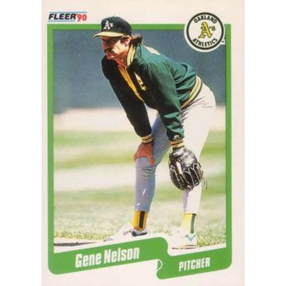 1990 Fleer #17 Gene Nelson NM-MT Oakland Athletics Baseball Card Image 1