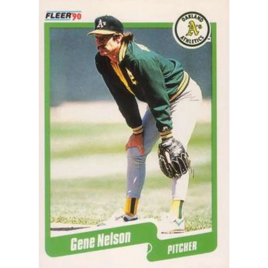 1990 Fleer #17 Gene Nelson NM-MT Oakland Athletics Baseball Card Image 1