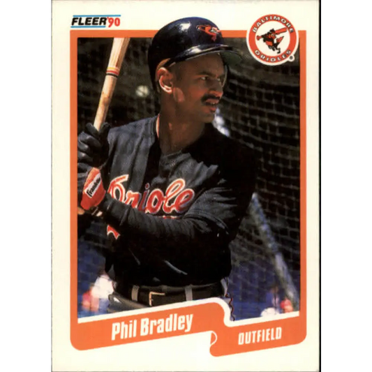 1990 Fleer #174 Phil Bradley NM-MT Baltimore Orioles Baseball Card Image 1