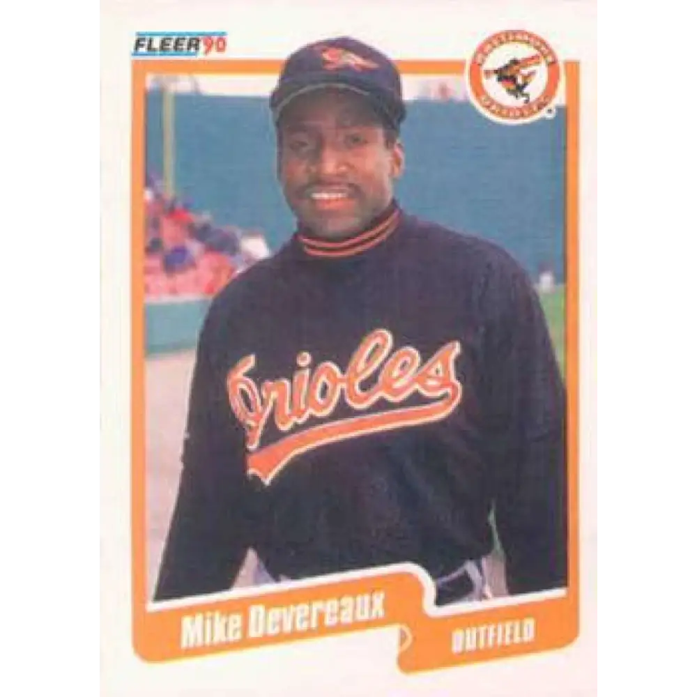 1990 Fleer #175a Mike Devereaux NM-MT Baltimore Orioles Baseball Card Image 1