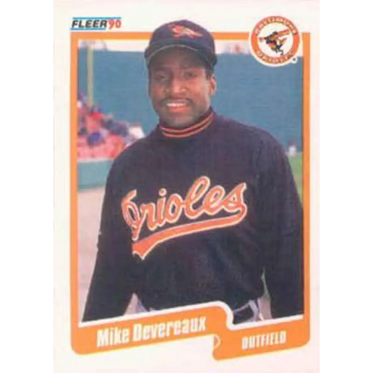 1990 Fleer #175a Mike Devereaux NM-MT Baltimore Orioles Baseball Card Image 1