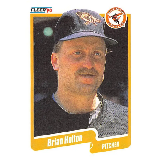 1990 Fleer #179 Brian Holton NM-MT Baltimore Orioles Baseball Card Image 1