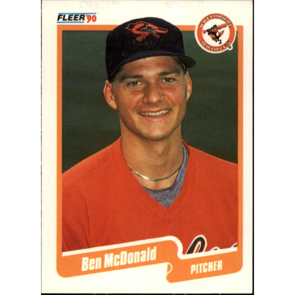 1990 Fleer #180 Ben McDonald NM-MT RC Rookie Baltimore Orioles Baseball Card Image 1