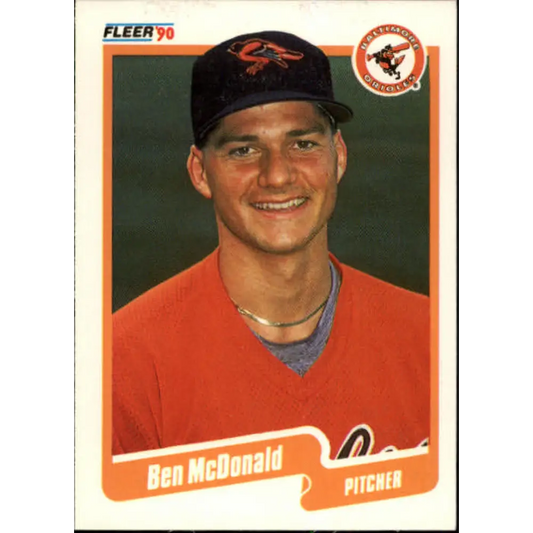 1990 Fleer #180 Ben McDonald NM-MT RC Rookie Baltimore Orioles Baseball Card Image 1