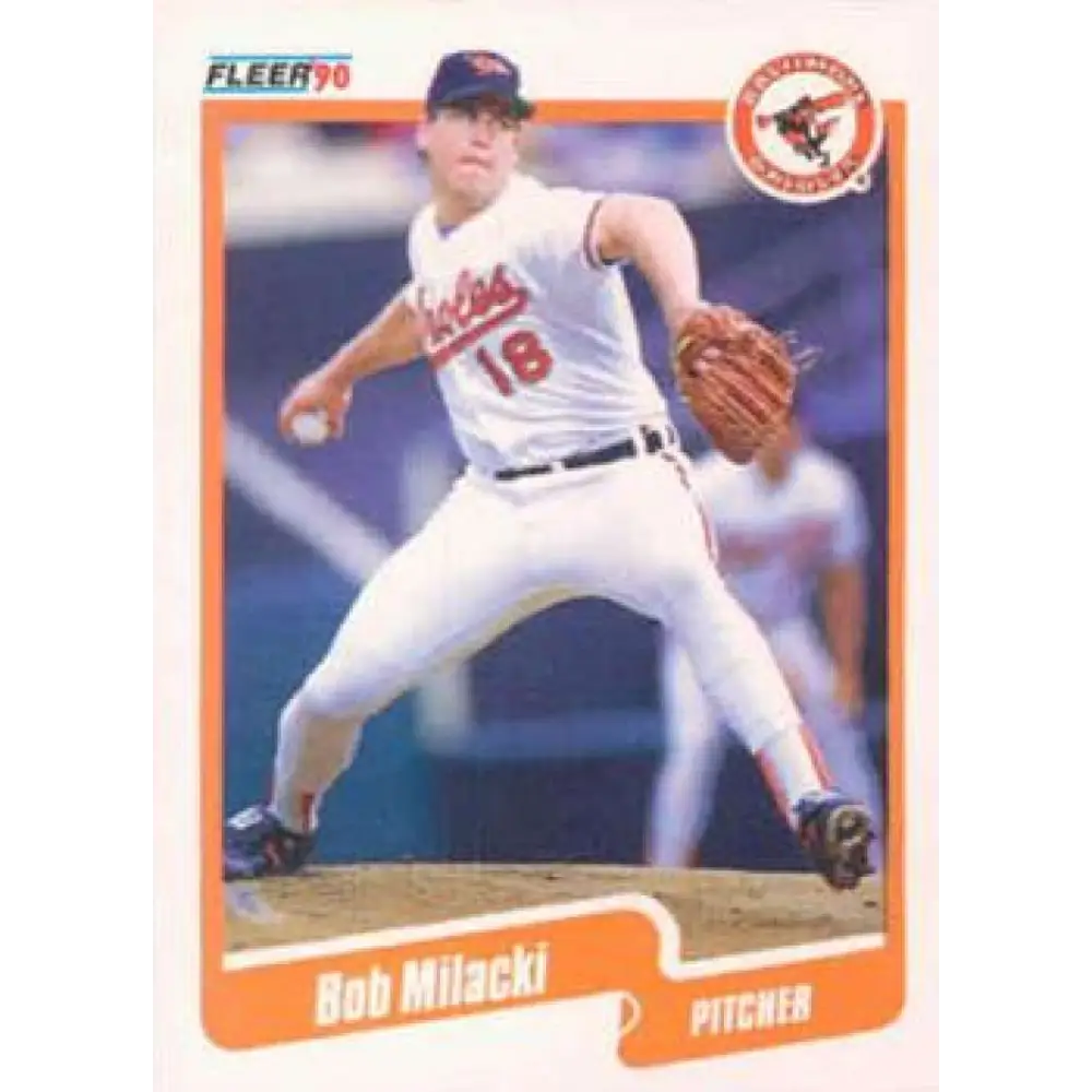 1990 Fleer #182 Bob Milacki NM-MT Baltimore Orioles Baseball Card Image 1