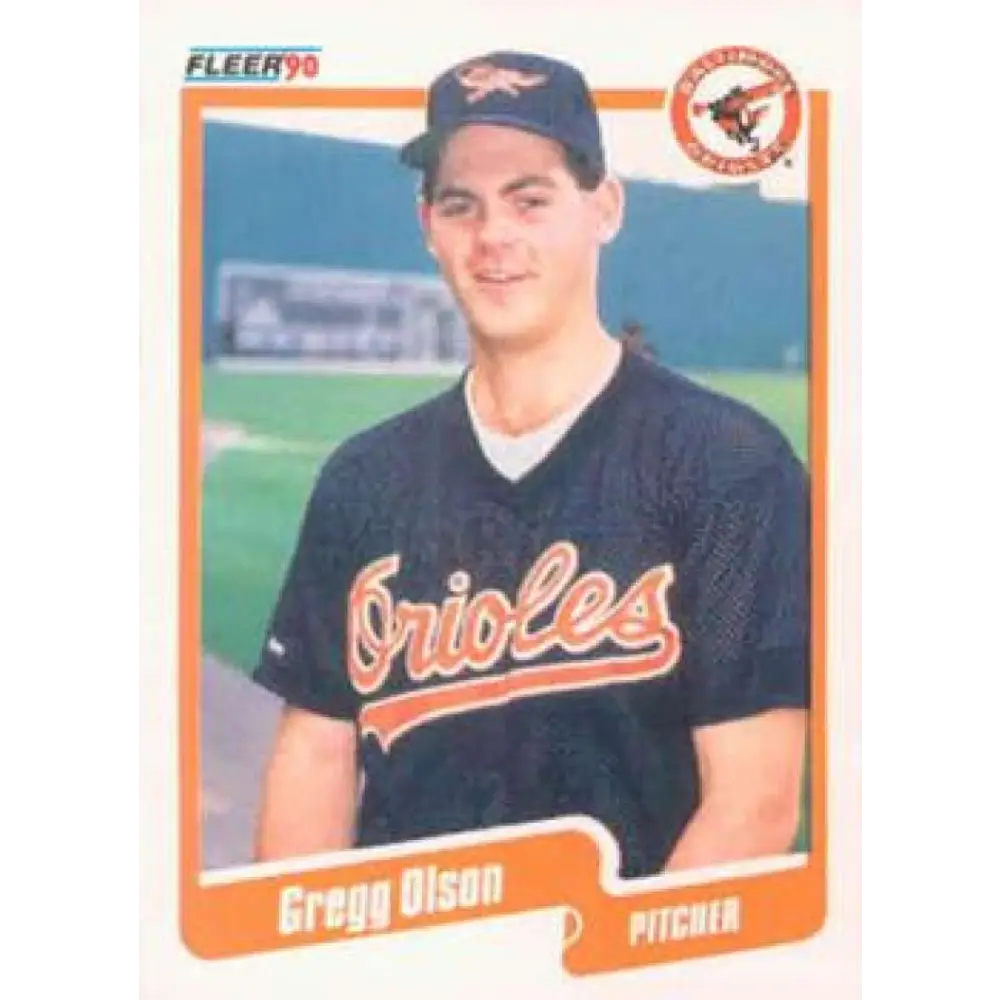 1990 Fleer #184 Gregg Olson NM-MT Baltimore Orioles Baseball Card Image 1