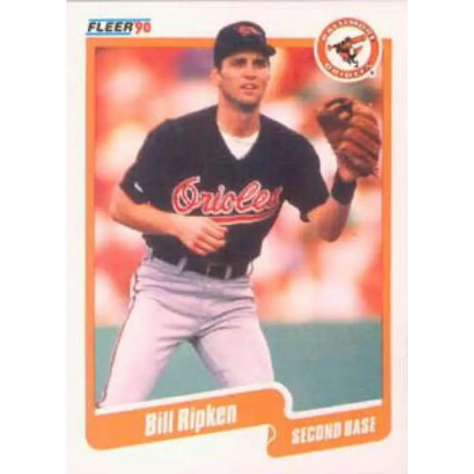 1990 Fleer #186 Billy Ripken NM-MT Baltimore Orioles Baseball Card Image 1