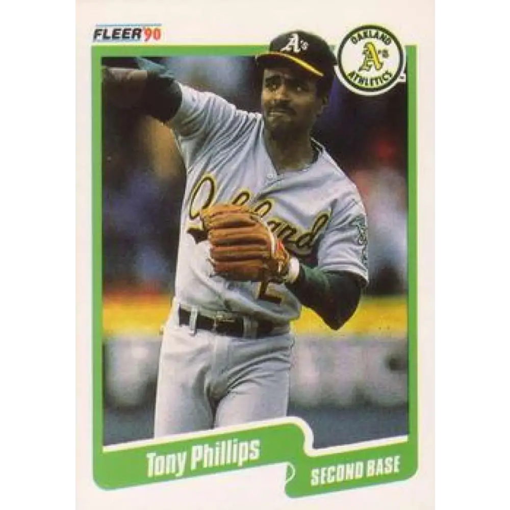 1990 Fleer #19 Tony Phillips NM-MT Oakland Athletics Baseball Card Image 1