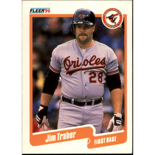 1990 Fleer #193 Jim Traber NM-MT Baltimore Orioles Baseball Card Image 1