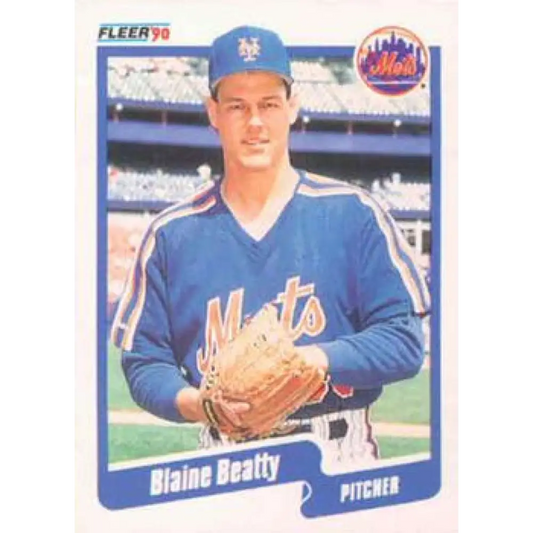 1990 Fleer #197 Blaine Beatty NM-MT RC Rookie New York Mets Baseball Card Image 1