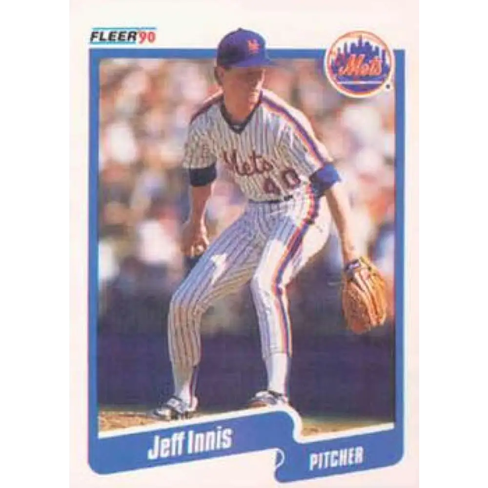 1990 Fleer #206 Jeff Innis NM-MT RC Rookie New York Mets Baseball Card Image 1