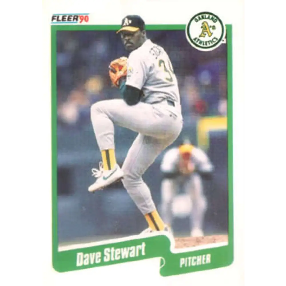 1990 Fleer #21 Dave Stewart NM-MT Oakland Athletics Baseball Card Image 1