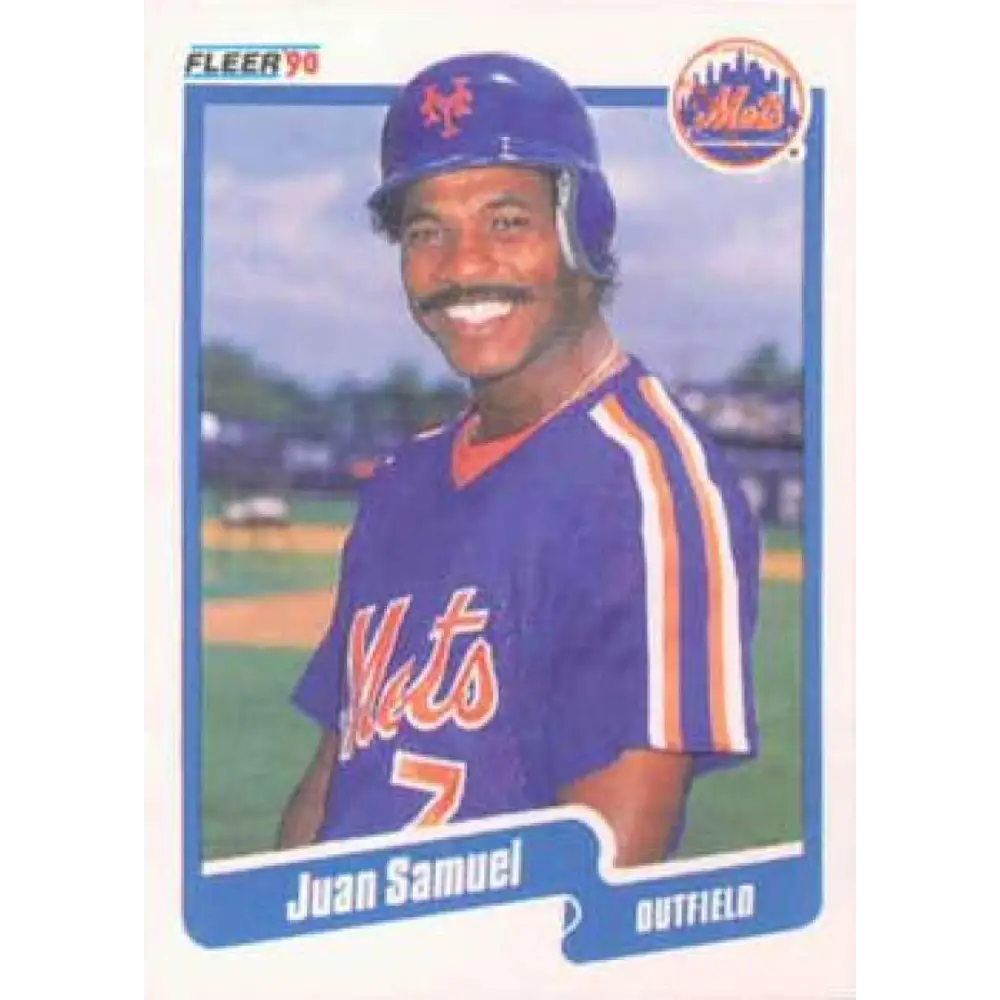1990 Fleer #215 Juan Samuel NM-MT New York Mets Baseball Card Image 1