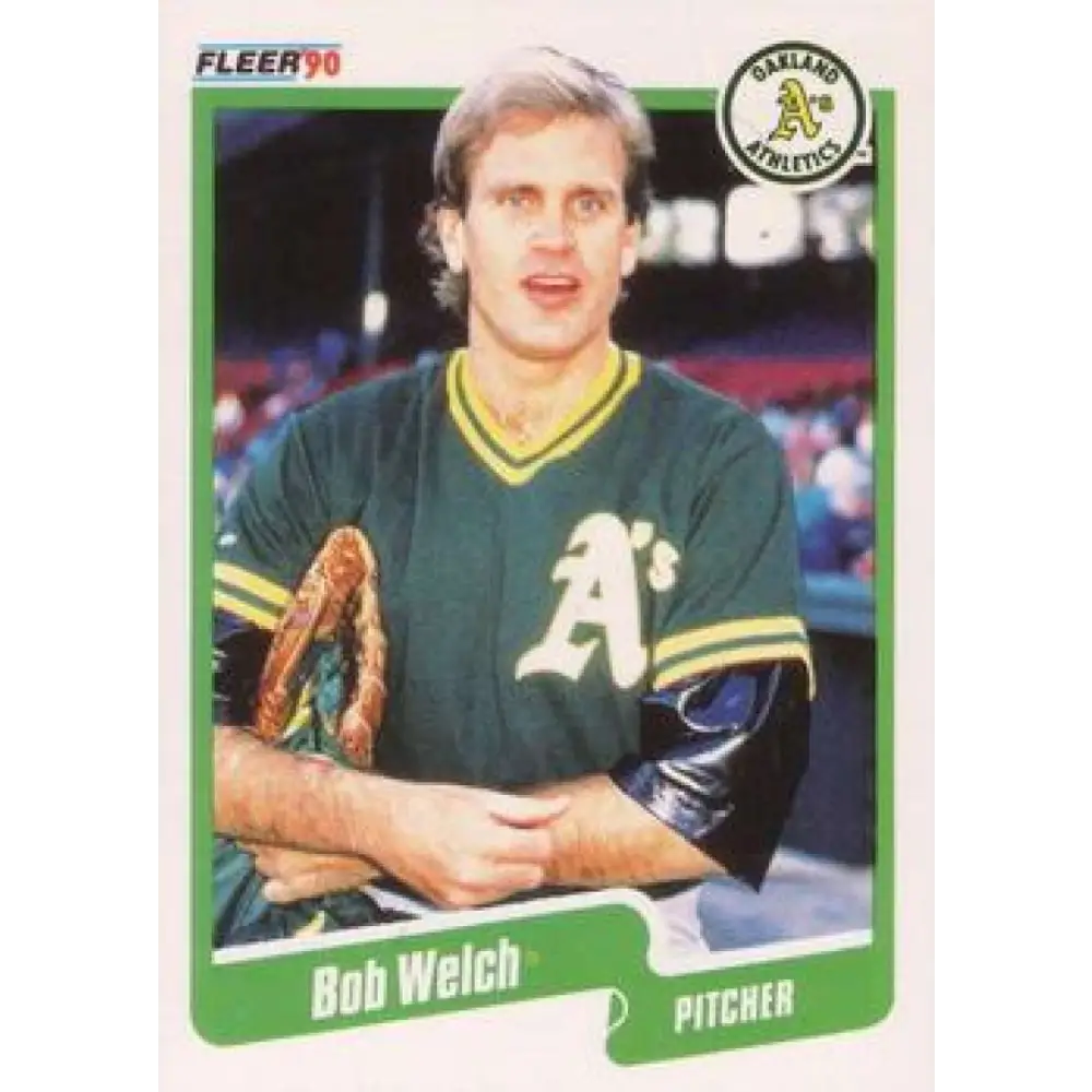 1990 Fleer #23 Bob Welch NM-MT Oakland Athletics Baseball Card Image 1