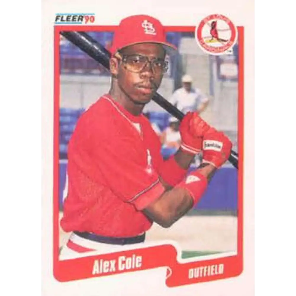 1990 Fleer #244 Alex Cole NM-MT RC Rookie St. Louis Cardinals Baseball Card Image 1