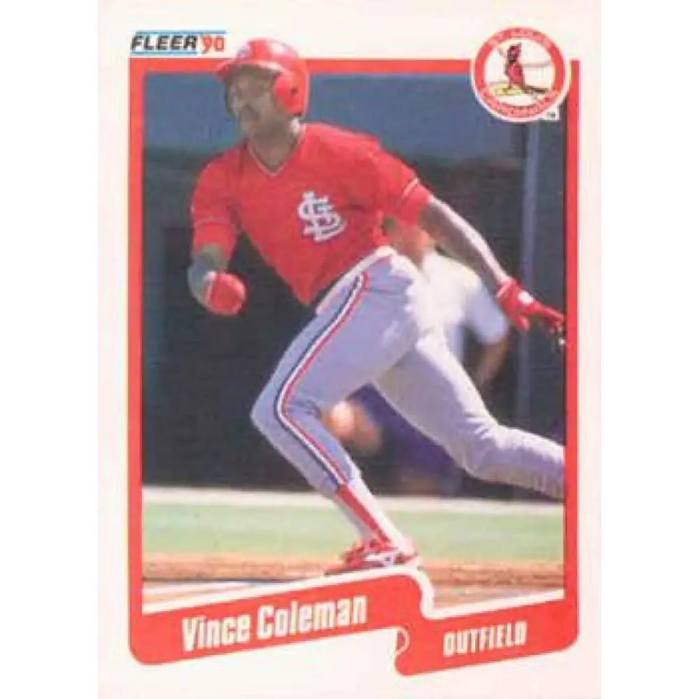1990 Fleer #245 Vince Coleman NM-MT St. Louis Cardinals Baseball Card Image 1