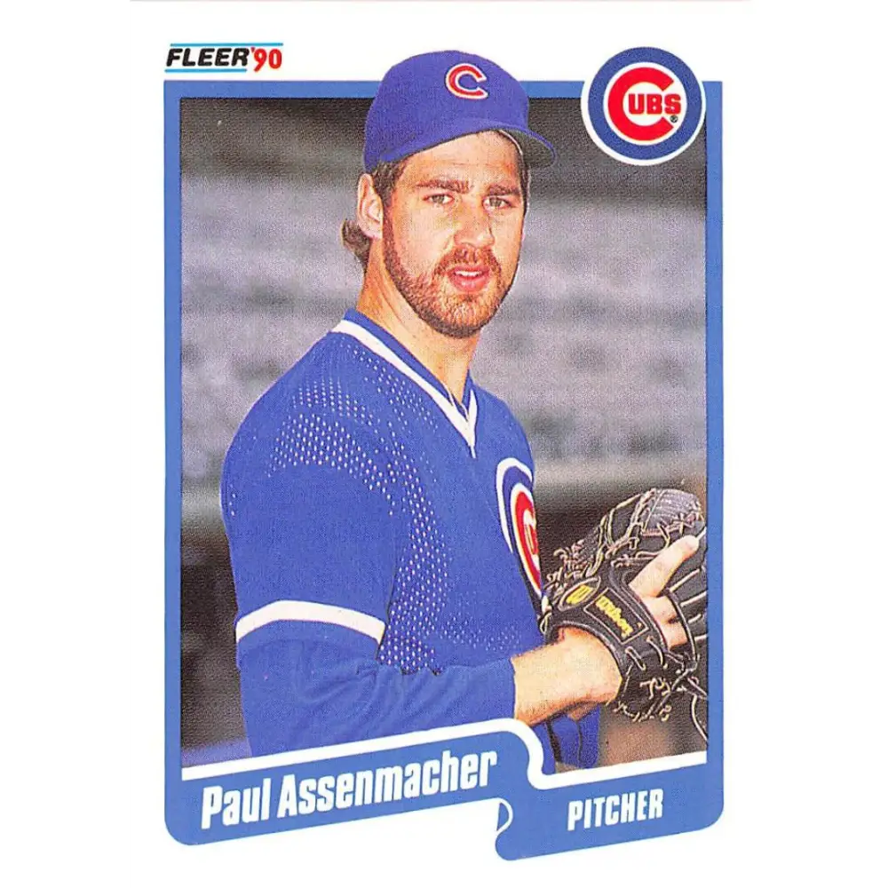 1990 Fleer #25 Paul Assenmacher NM-MT Chicago Cubs Baseball Card Image 1