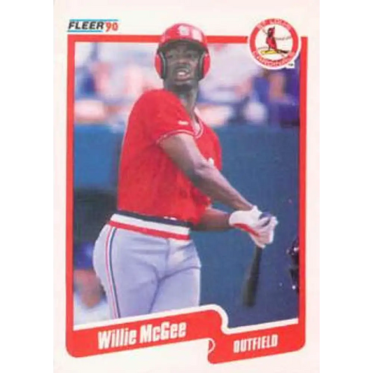 1990 Fleer #253 Willie McGee UER NM-MT St. Louis Cardinals Baseball Card Image 1