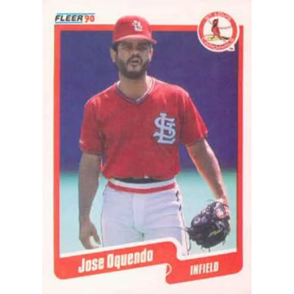 1990 Fleer #255 Jose Oquendo NM-MT St. Louis Cardinals Baseball Card Image 1
