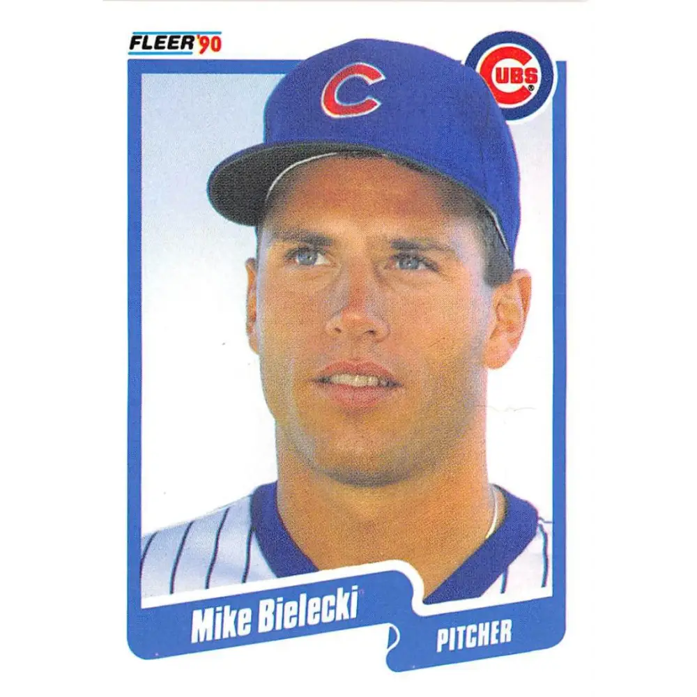 1990 Fleer #27 Mike Bielecki NM-MT Chicago Cubs Baseball Card Image 1