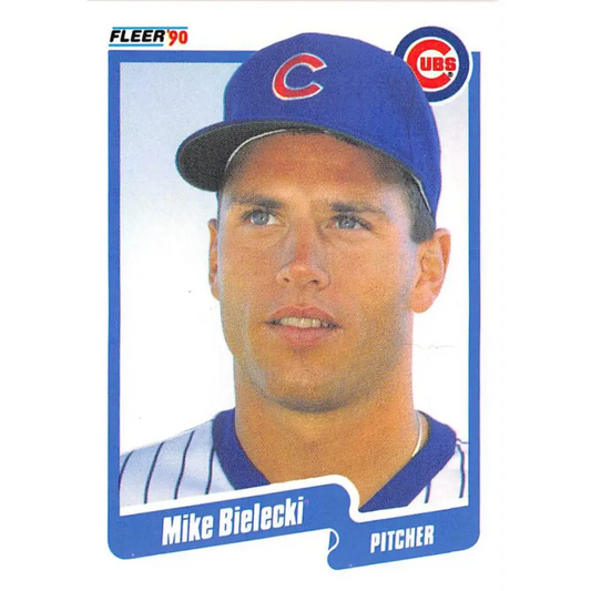 1990 Fleer #27 Mike Bielecki NM-MT Chicago Cubs Baseball Card Image 1