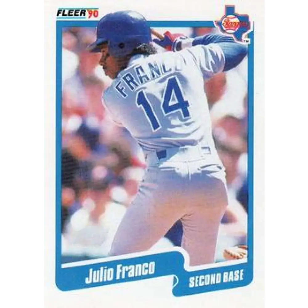 1990 Fleer #296 Julio Franco NM-MT Texas Rangers Baseball Card Image 1