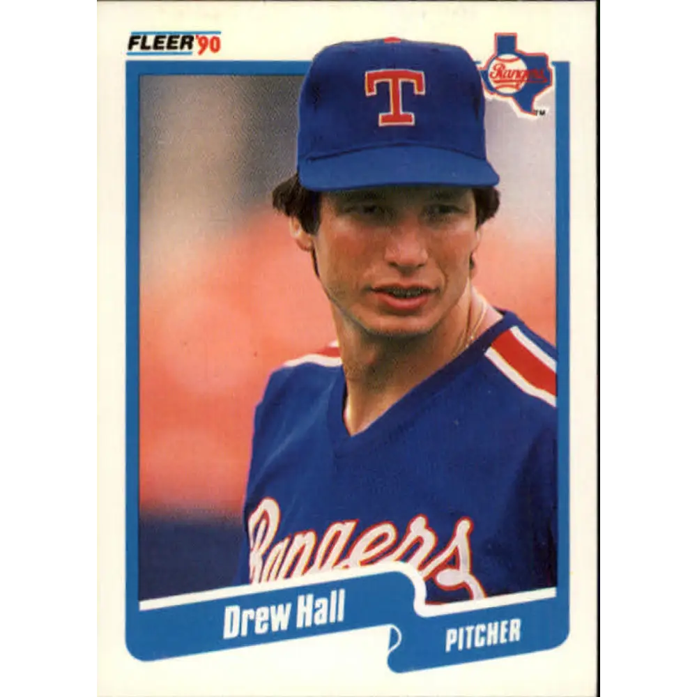 1990 Fleer #299 Drew Hall NM-MT Texas Rangers Baseball Card Image 1