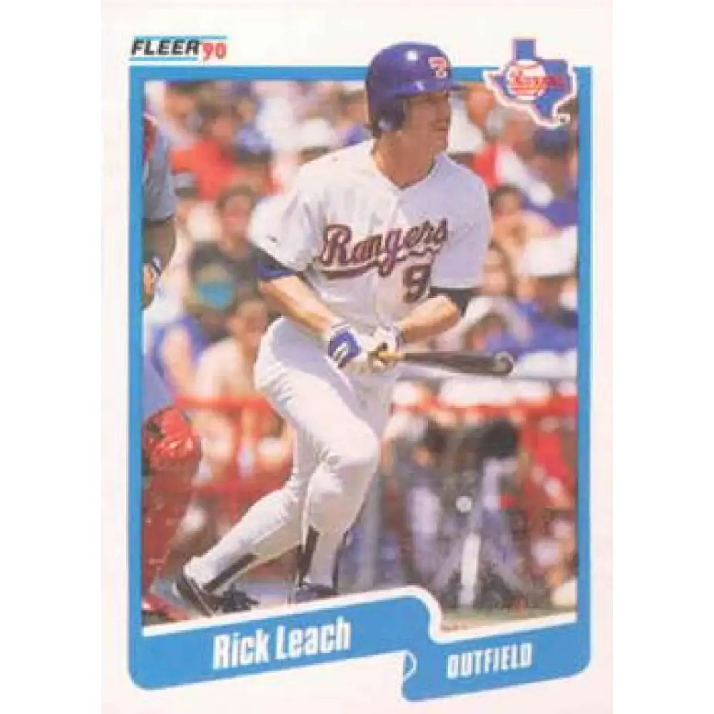 1990 Fleer #305 Rick Leach NM-MT Texas Rangers Baseball Card Image 1