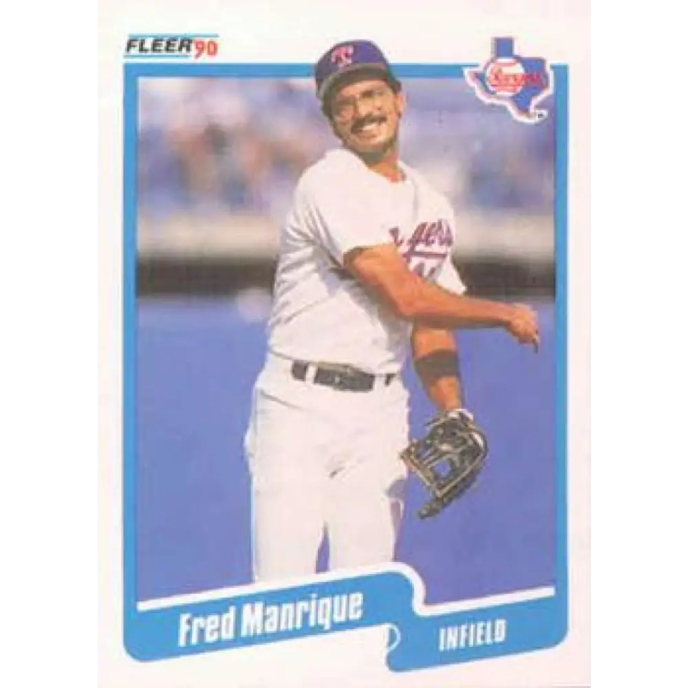1990 Fleer #306 Fred Manrique NM-MT Texas Rangers Baseball Card Image 1