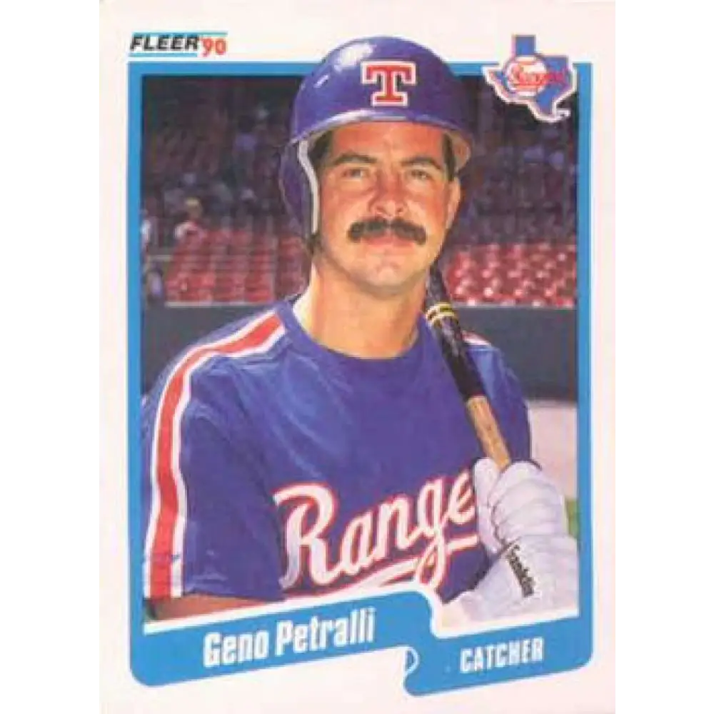 1990 Fleer #309 Geno Petralli NM-MT Texas Rangers Baseball Card Image 1