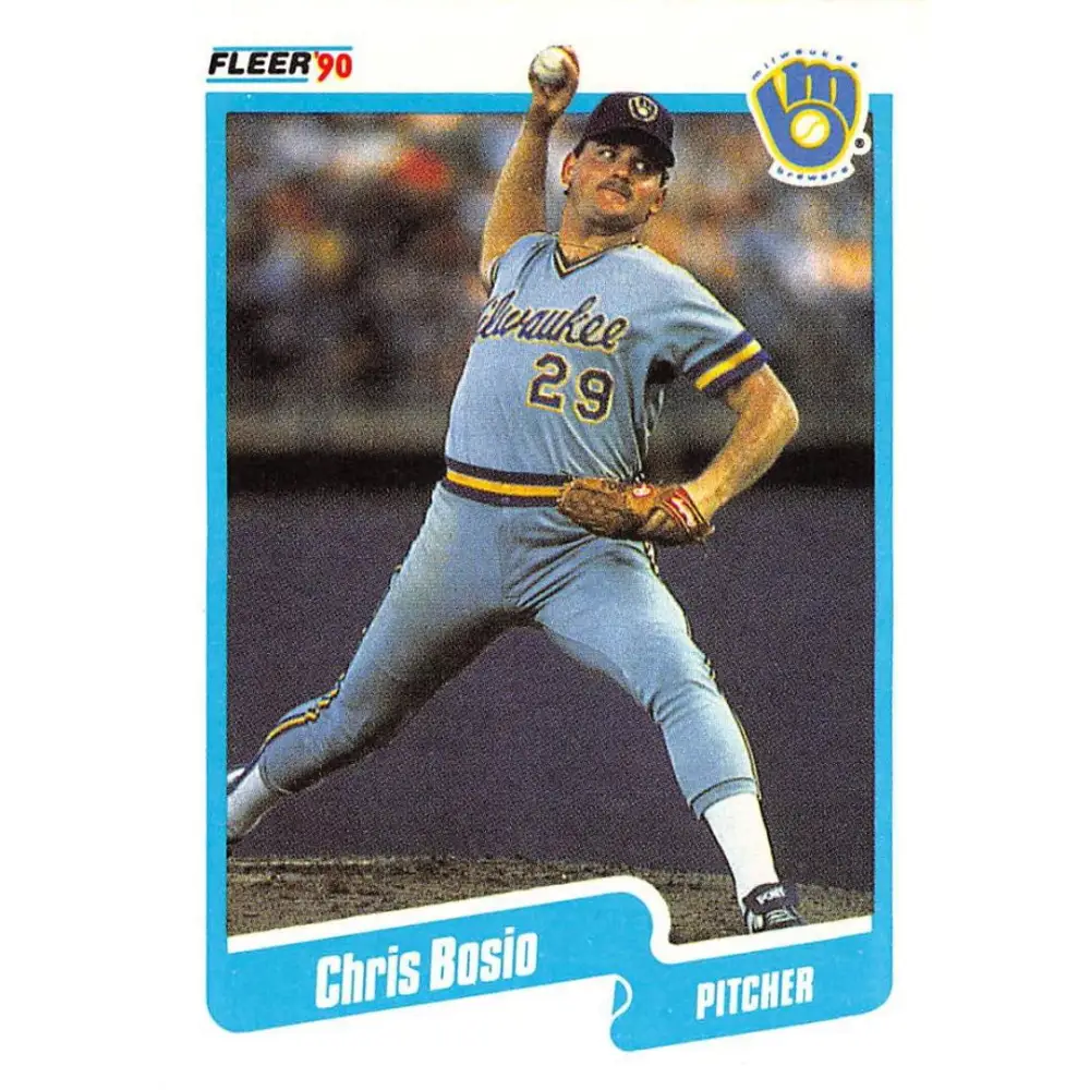 1990 Fleer #316 Chris Bosio NM-MT Milwaukee Brewers Baseball Card Image 1