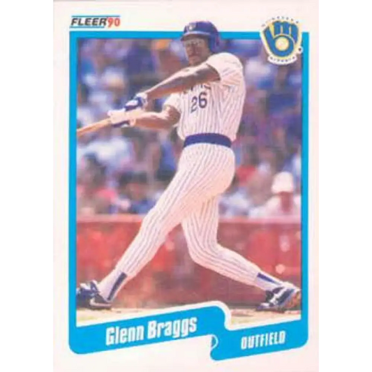 1990 Fleer #317 Glenn Braggs UER NM-MT Milwaukee Brewers Baseball Card Image 1