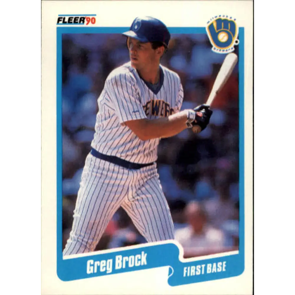 1990 Fleer #318 Greg Brock NM-MT Milwaukee Brewers Baseball Card Image 1