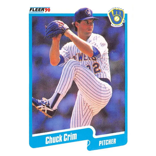 1990 Fleer #319 Chuck Crim NM-MT Milwaukee Brewers Baseball Card Image 1
