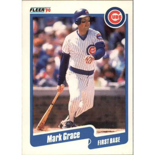 1990 Fleer #32 Mark Grace NM-MT Chicago Cubs Baseball Card Image 1