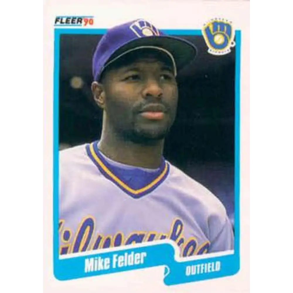1990 Fleer #321 Mike Felder NM-MT Milwaukee Brewers Baseball Card Image 1