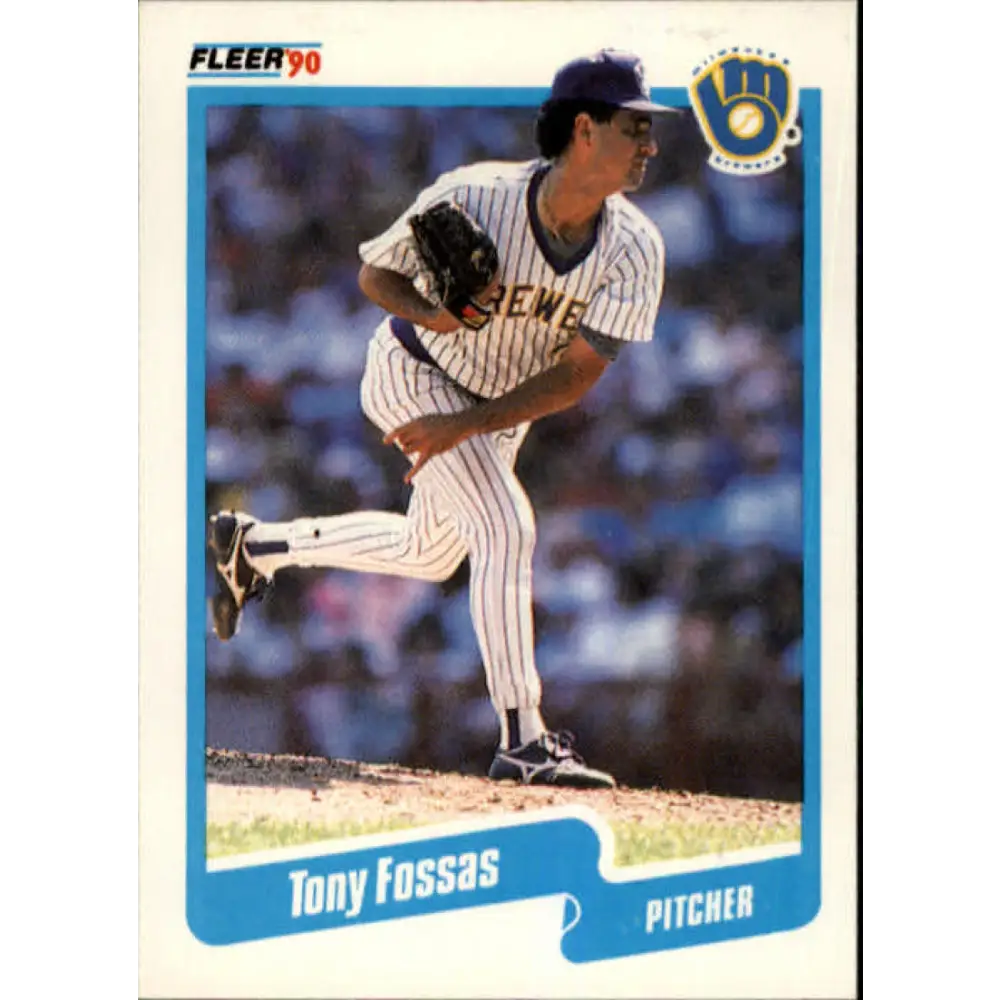 1990 Fleer #323 Tony Fossas NM-MT RC Rookie Milwaukee Brewers Baseball Card Image 1