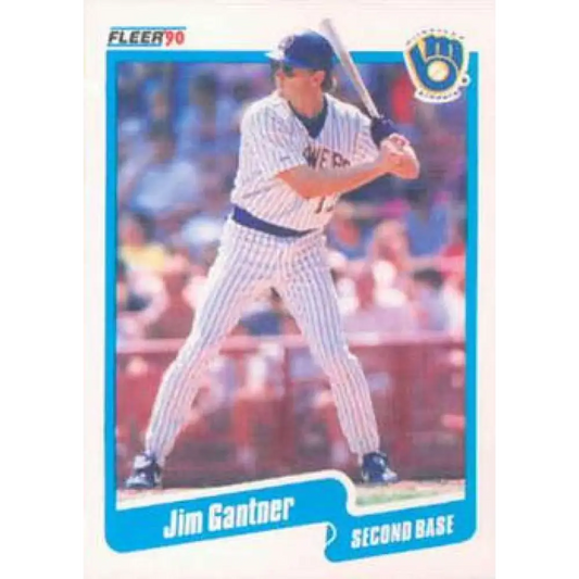 1990 Fleer #324 Jim Gantner NM-MT Milwaukee Brewers Baseball Card Image 1