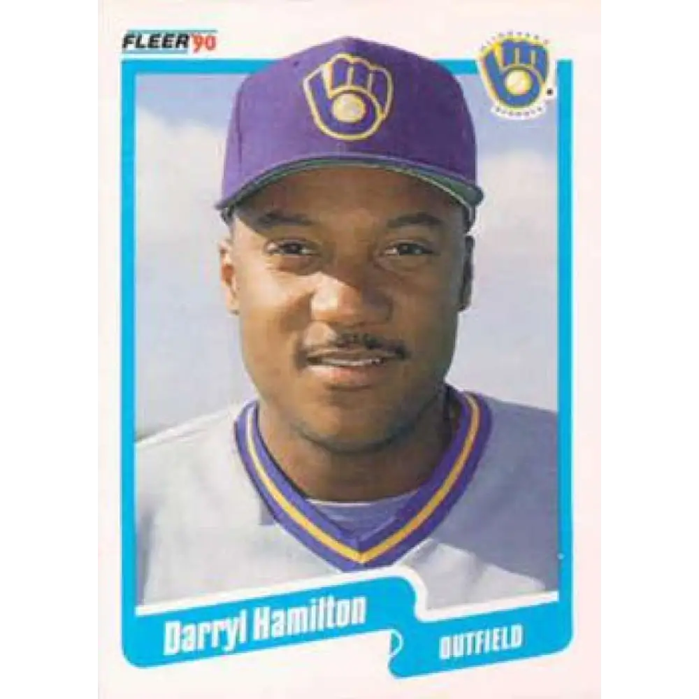 1990 Fleer #325 Darryl Hamilton NM-MT Milwaukee Brewers Baseball Card Image 1