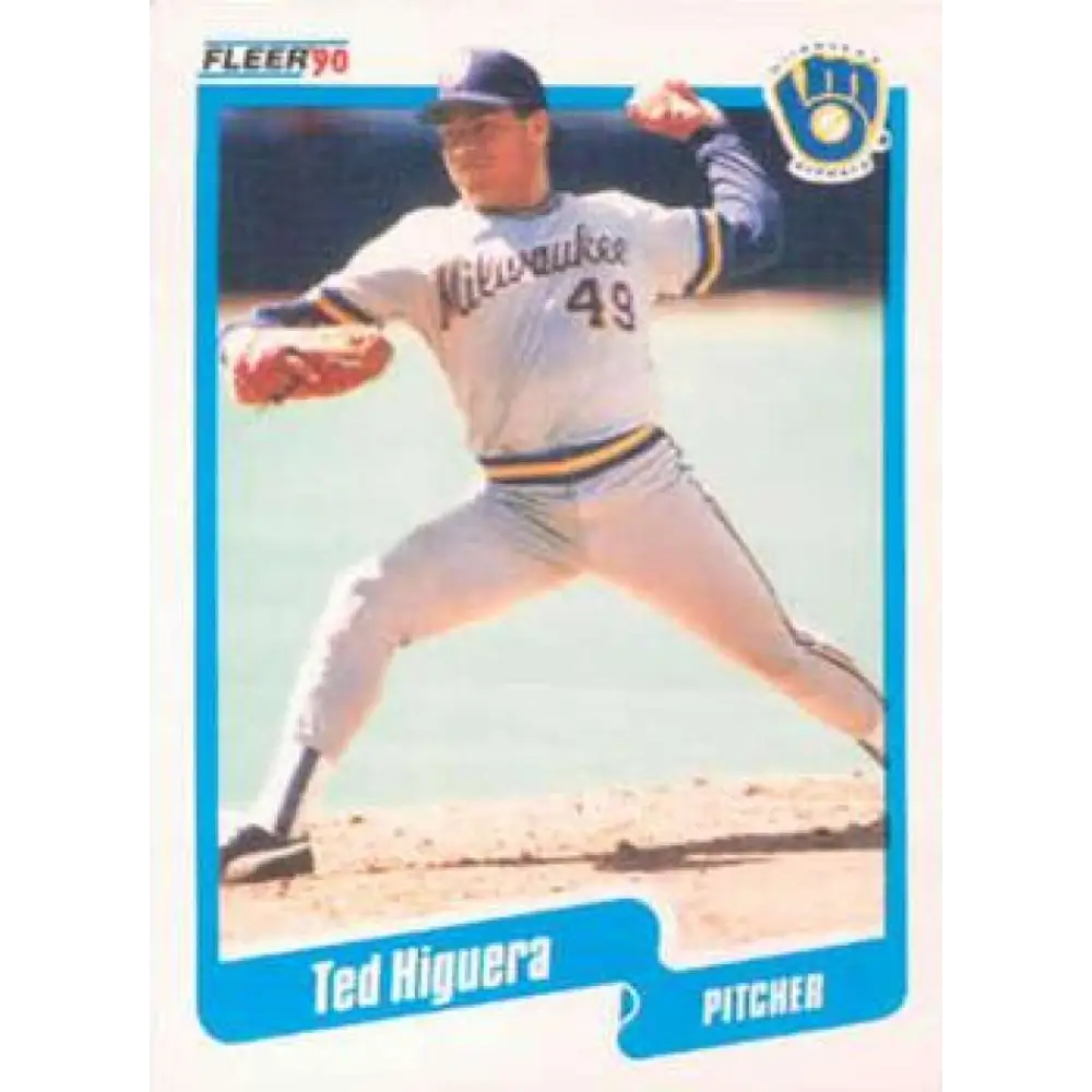 1990 Fleer #326 Teddy Higuera NM-MT Milwaukee Brewers Baseball Card Image 1