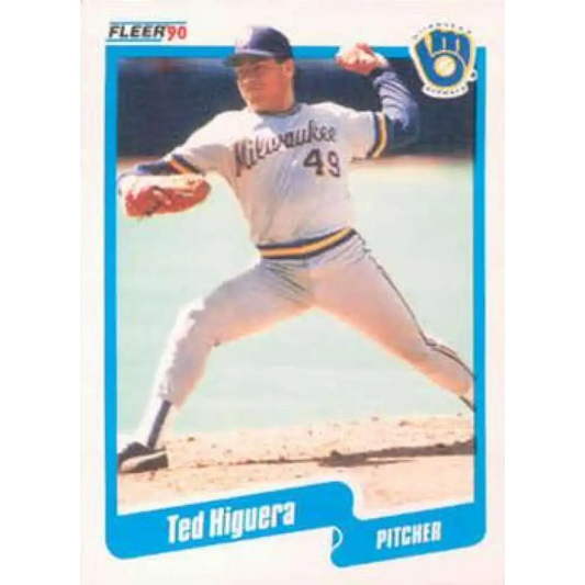 1990 Fleer #326 Teddy Higuera NM-MT Milwaukee Brewers Baseball Card Image 1