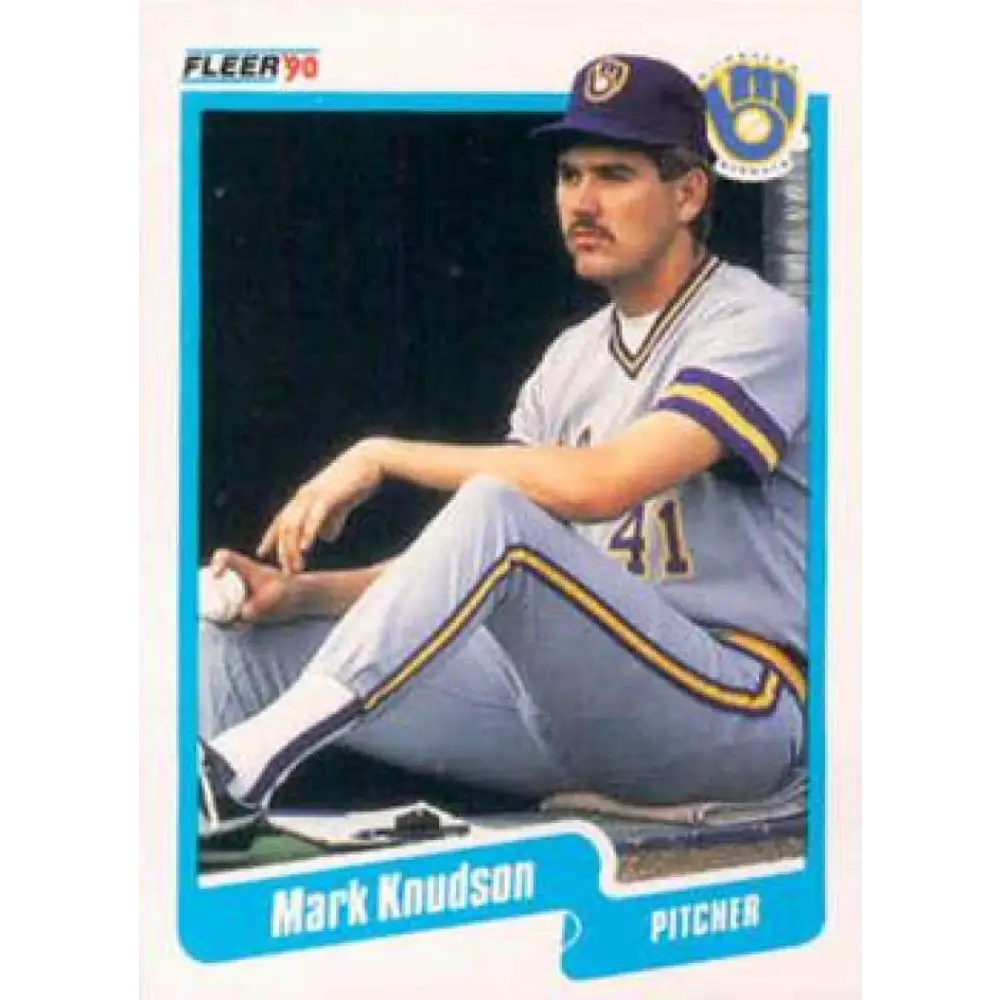 1990 Fleer #327 Mark Knudson NM-MT Milwaukee Brewers Baseball Card Image 1
