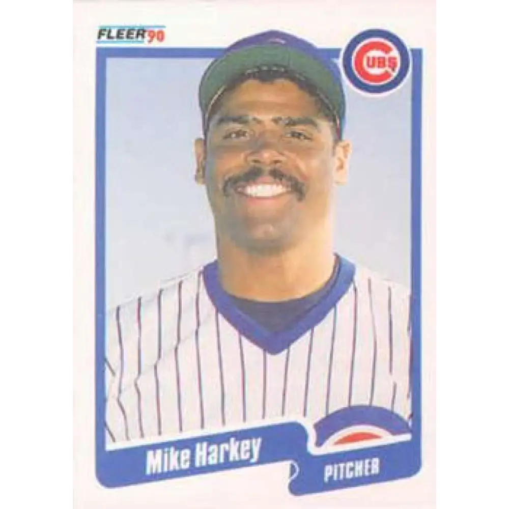 1990 Fleer #33 Mike Harkey NM-MT Chicago Cubs Baseball Card Image 1
